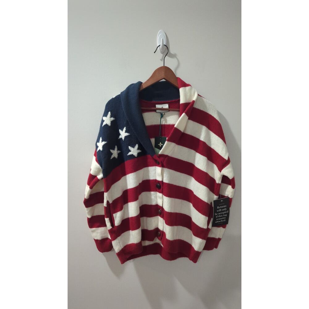 Tuckernuck American Flag Lindsey Cardigan Sweater NWT - Picture 5 of 11